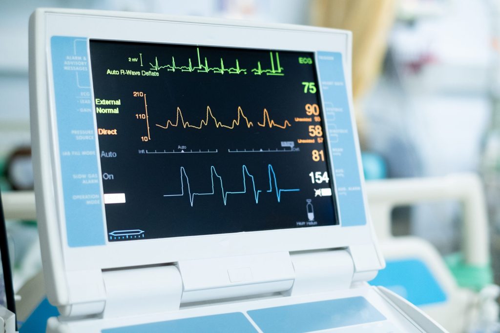 Medical monitor displaying vital signs
